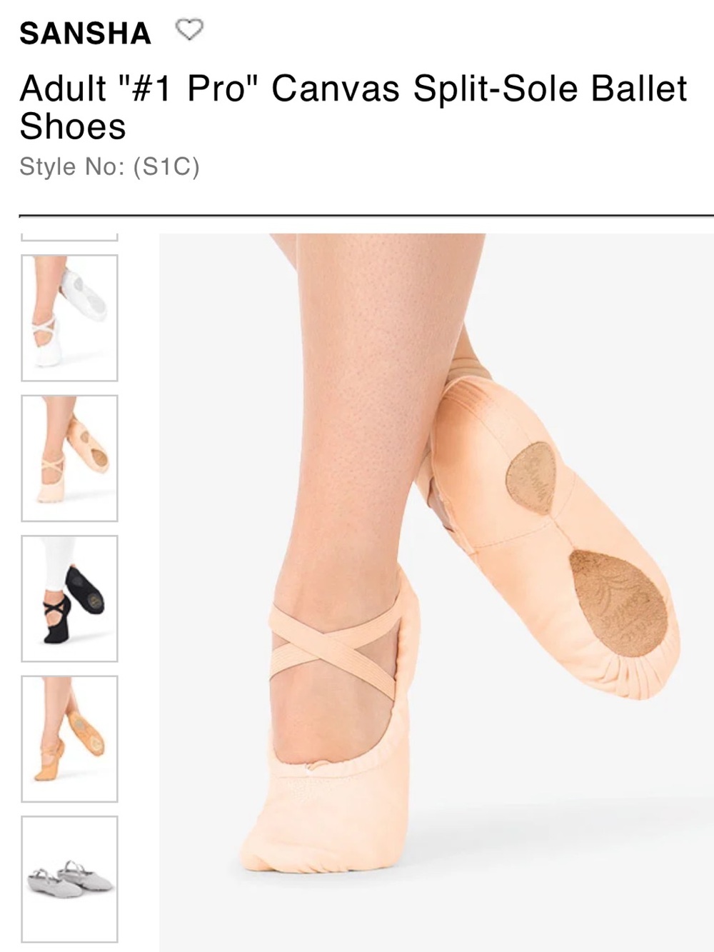 Brand New Sansha Peach Canvas Split-Sole Ballet Shoes Womens Size 10 Dancer
